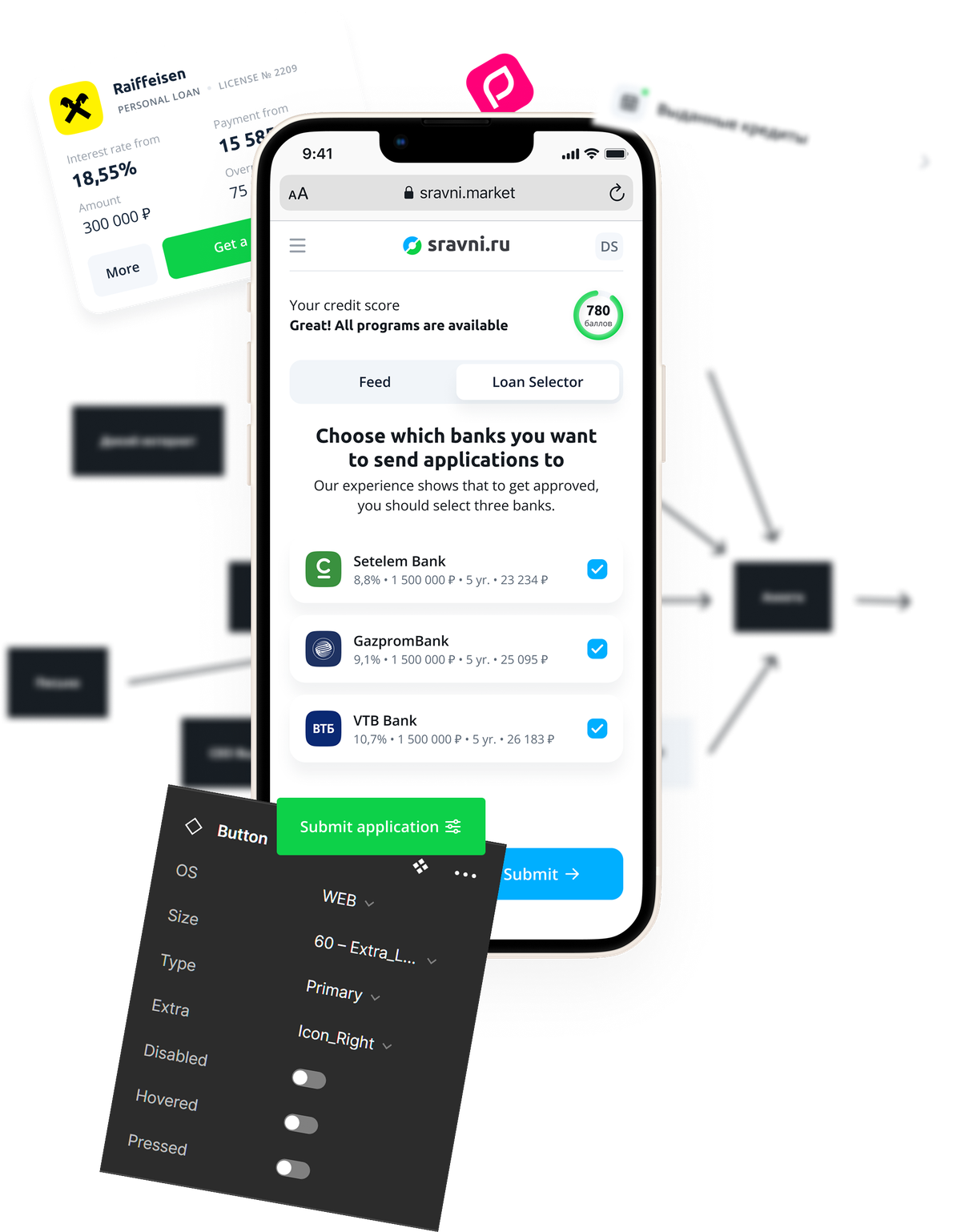 Sravni design system — Loan Selector flow and multi-state components